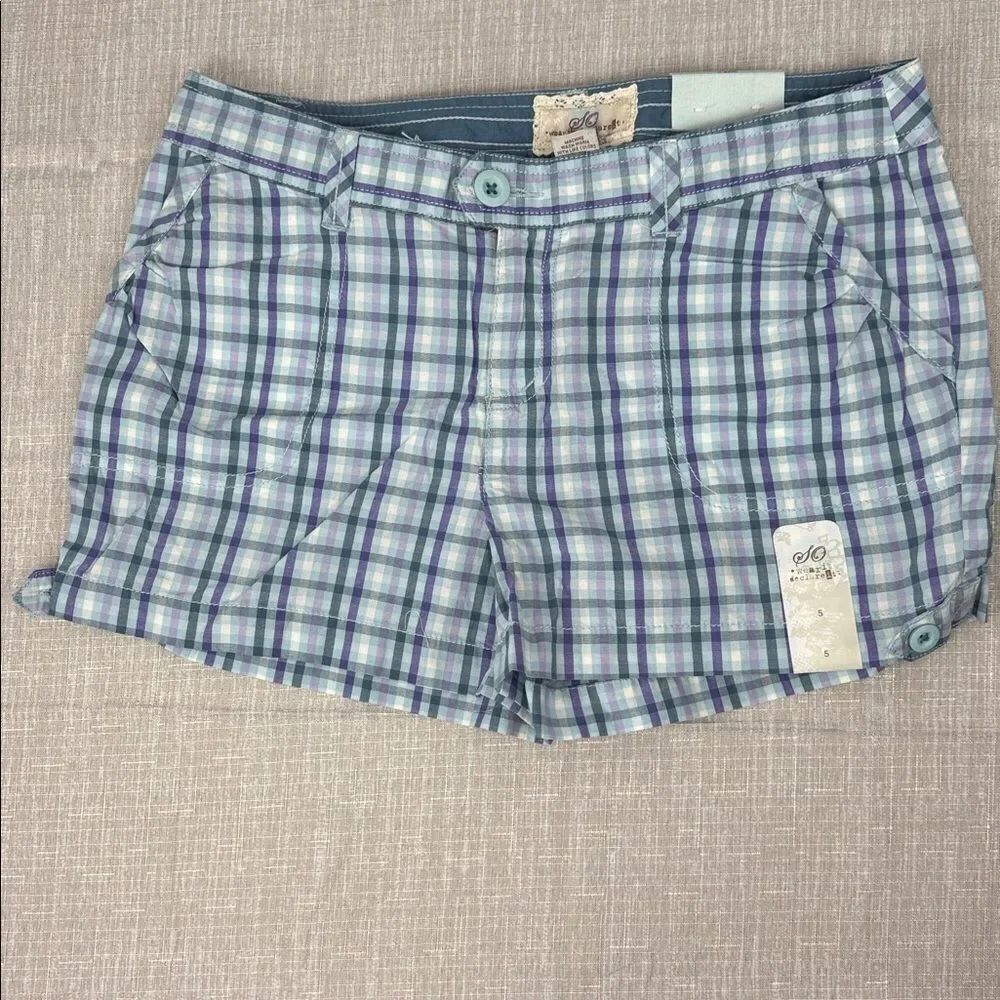 SO Juniors Classic Plaid Cargo Shorts NWT Size 5